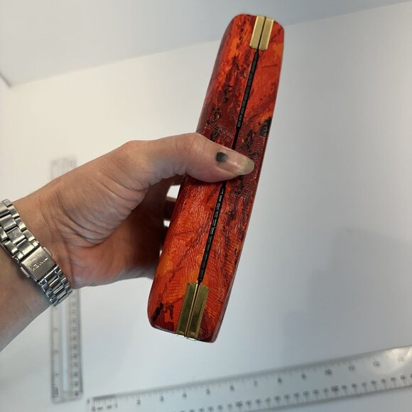 Vintage 1960s Red Clutch Cosmetic Jewelry Purse Vanity Storage MCM Decor - Picture 5 of 8